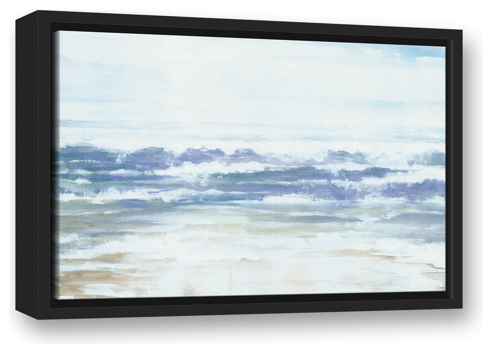 Blue Beach Waves 12x18 Black Floating Framed Canvas