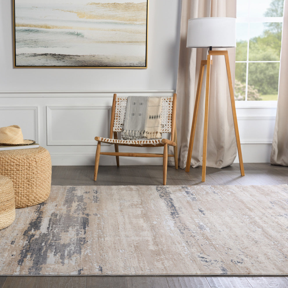 Ronan Abstract Beige/ Gray Area Rug, 6'7"x9'6"