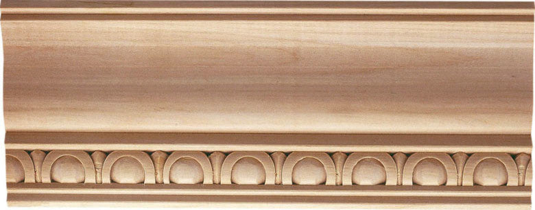 Newton Carved Crown Molding, Small, Maple Wood