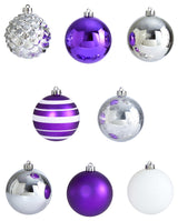 Holiday Shatterproof 64 Count Xmas Tree Ornament Set, 80mm With Re-Useable Box