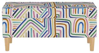 Elliot Storage Bench, Rainbow Strokes Ochre Multi