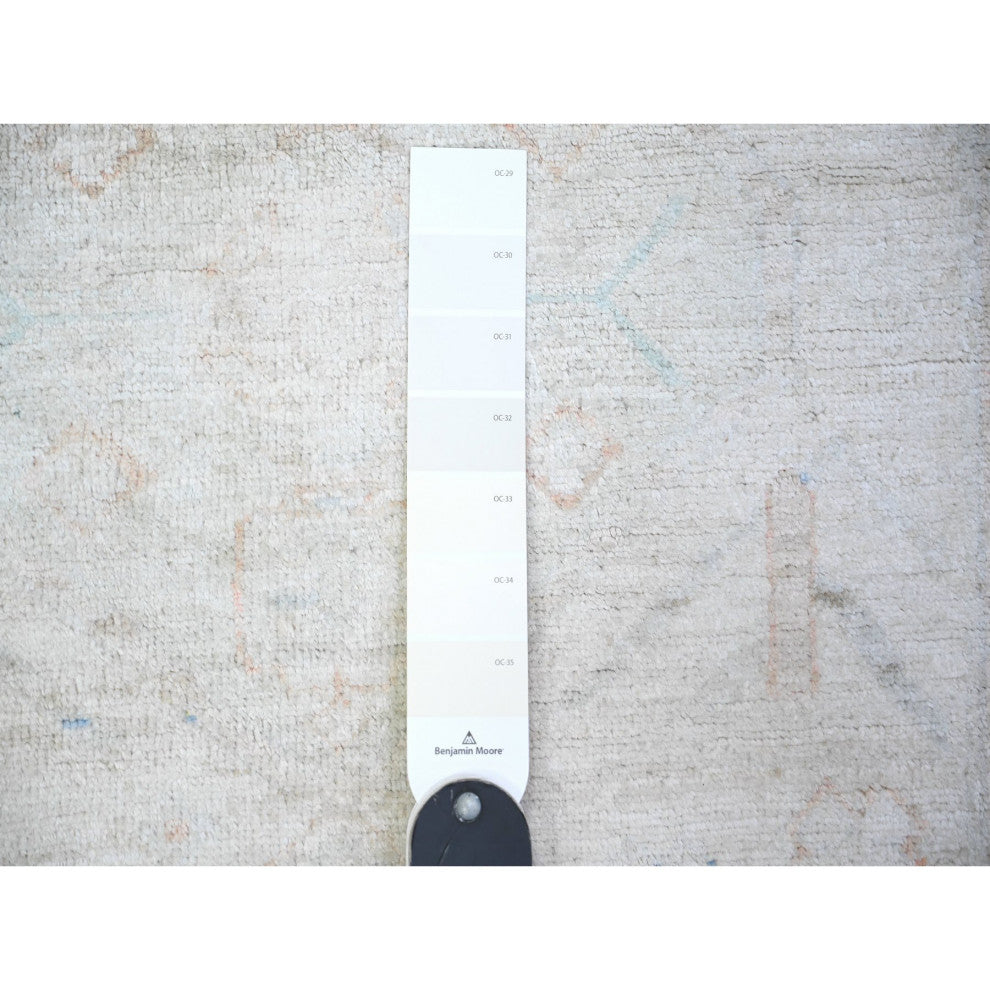 Cascading White White Wash Peshawar Hand Knotted Wool Oriental Rug  2'11"x4'9"