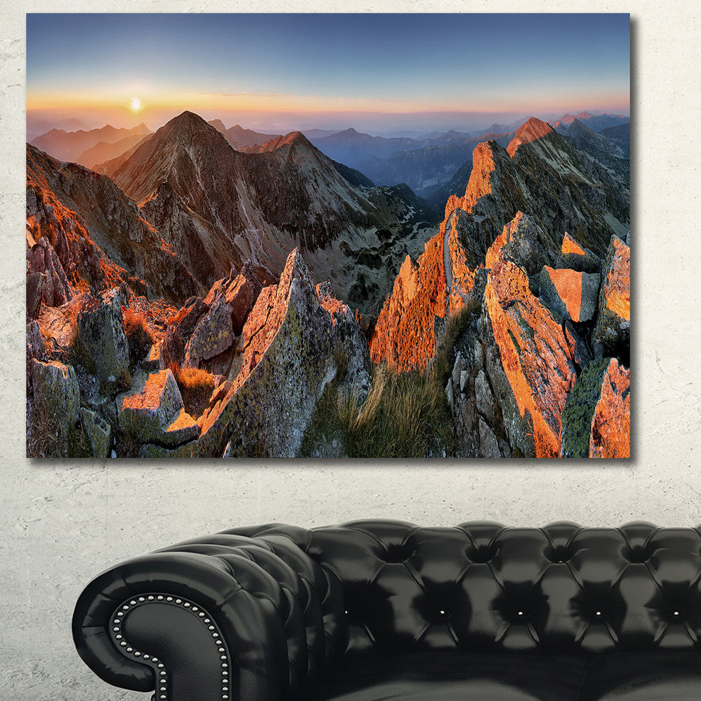Majestic Sunset in Fall Mountains, Landscape Canvas Art Print, 60x40