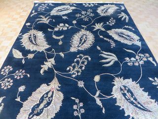 9x12 Hand Knotted Black Agra With Silk Oriental Rug