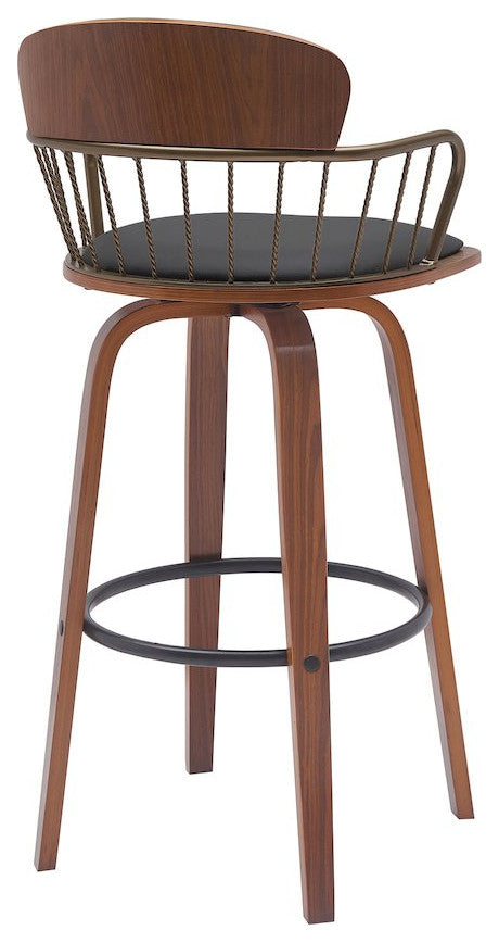 Willow Upholstered Wood Swivel Bar or Counter Stool