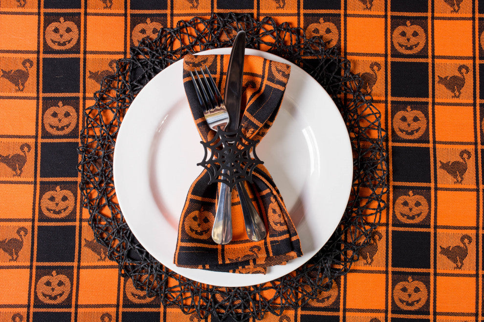 Halloween Woven Check Tablecloth, 52"x52"