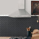 Metro Dog Bone Basketweave With Glass Gold Dot Porcelain Mosaic Wall Tile Sample