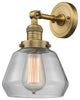 Fulton 1-Light Sconce, Clear Glass, Brushed Brass