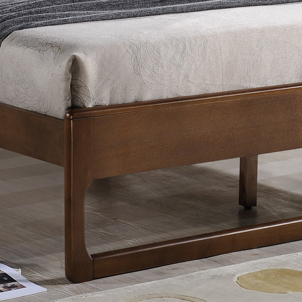 Blanche Transitional Wooden Queen Platform Bed, Walnut