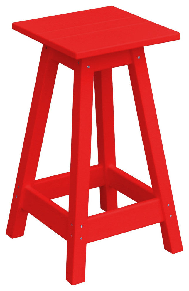 Poly Lumber Bar Stool, Bright Red, Counter Height, Square