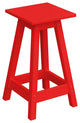 Poly Lumber Bar Stool, Bright Red, Counter Height, Square