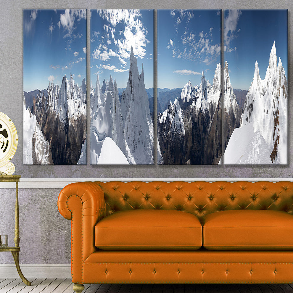 Beautiful Summit Panorama, Landscape Canvas Art Print, 48"x28", 4 Panels