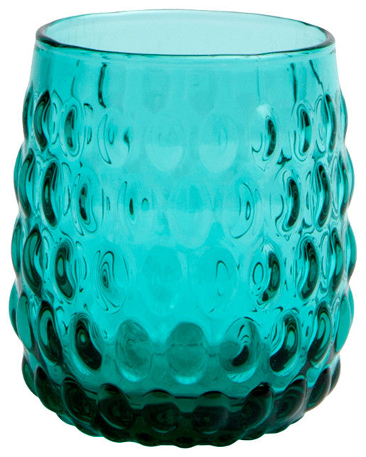 Claire Hand-Blown Juice Glasses, Set of 6, Teal