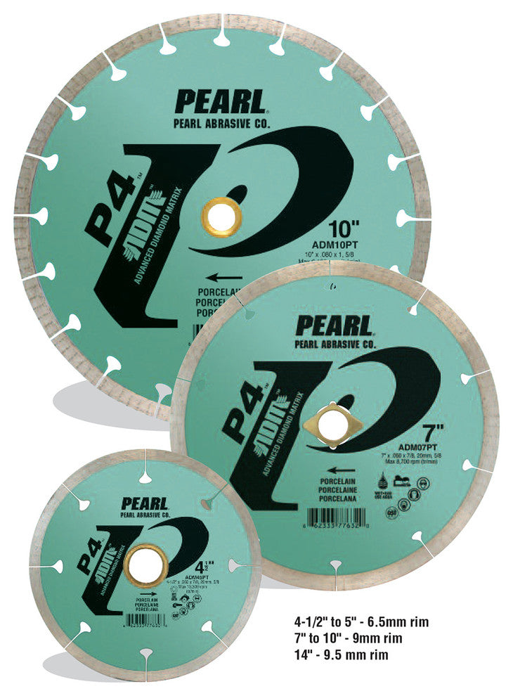 Pearl Abrasive P4 Reactor ADM Porcelain Diamond Blade, 7"