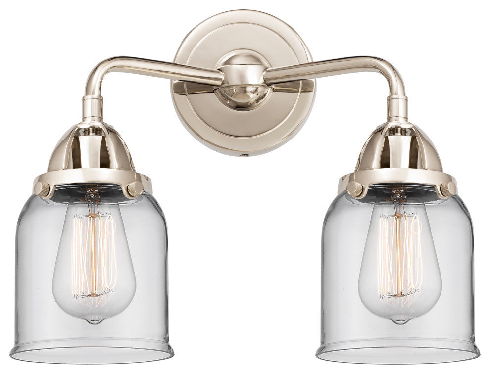 Small Bell Bath Vanity Light, Polished Nickel, Clear, Clear