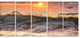"Sunrise And Roaring Ocean Waves" Seashore Canvas Wall Art, 5 Panels, 60"x28"