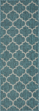 Unique Loom Teal Trellis Outdoor 2' 0 x 6' 0 Runner Rug