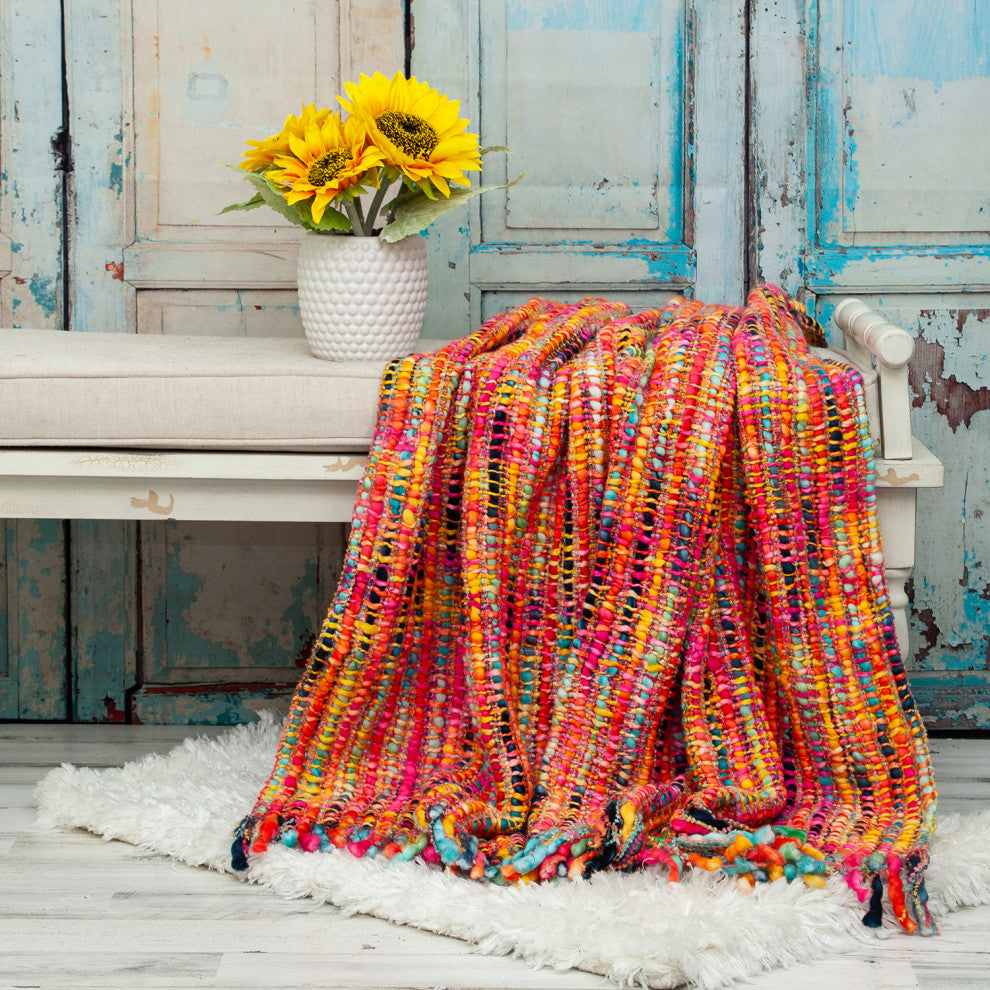 Parkland Collection Transitional Multi 53 x 60 HANDLOOM Throw Blanket