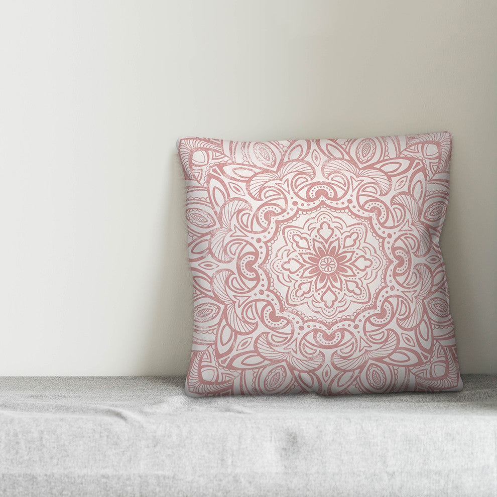 Blush Distressed Medallion 18x18 Throw Pillow