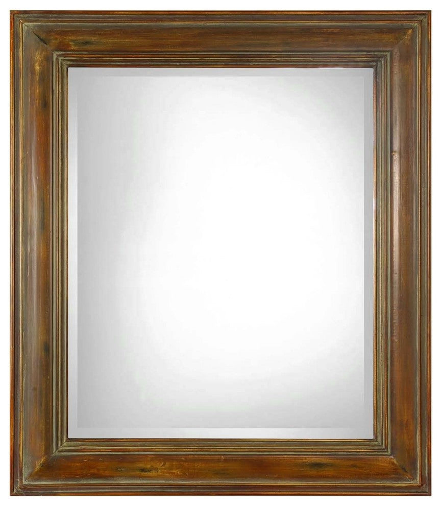 Classic Traditional Solid Wood Wall Mirror, Vanity Dark Elegant Frame