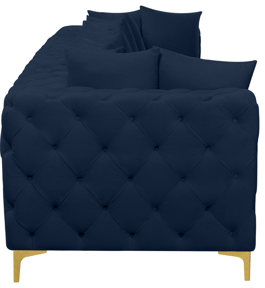 Tremblay Velvet Upholstered 4-Piece Modular Sofa, Navy