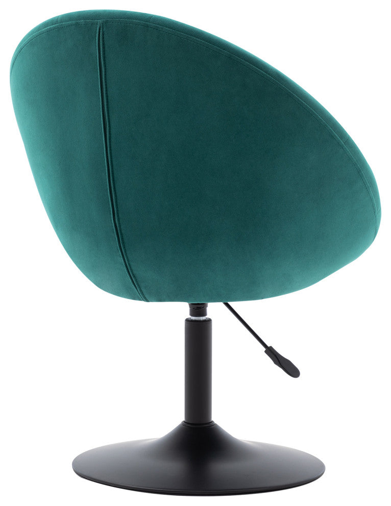 Button Tufted Swivel Velvet Papasan Chair, Atrovirens