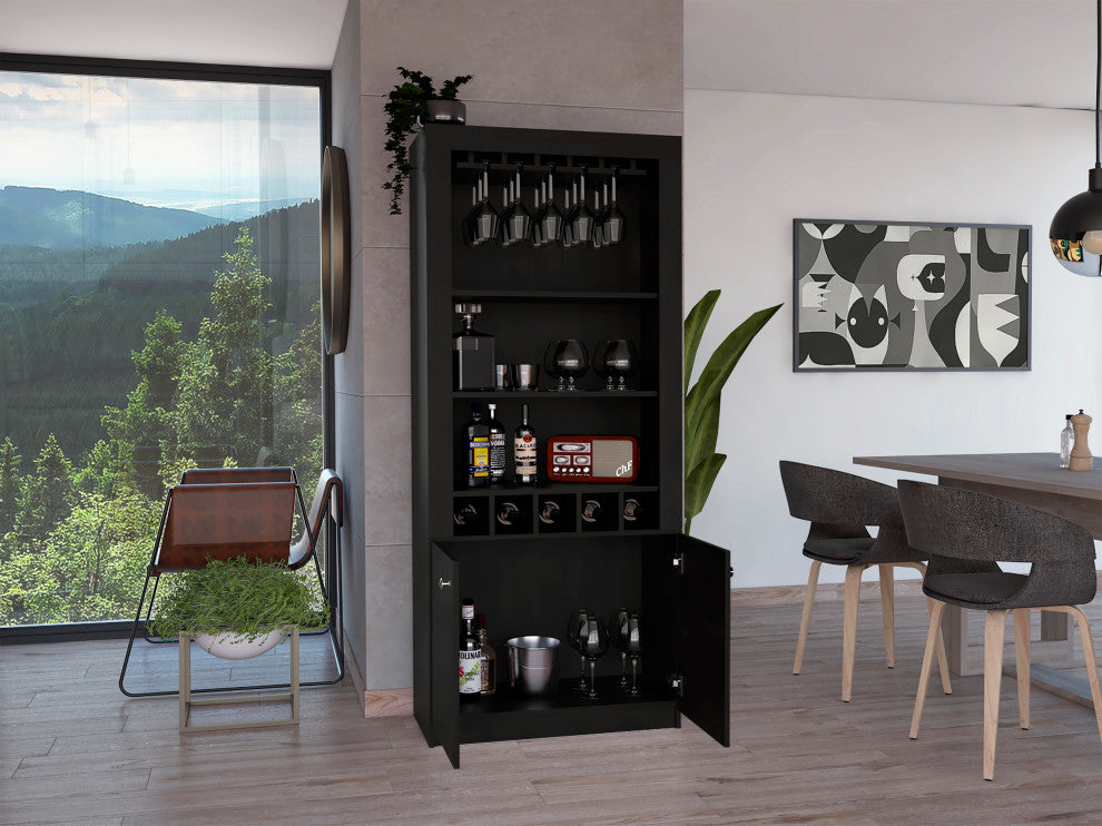 Dakota Bar Cabinet, Black Wengue