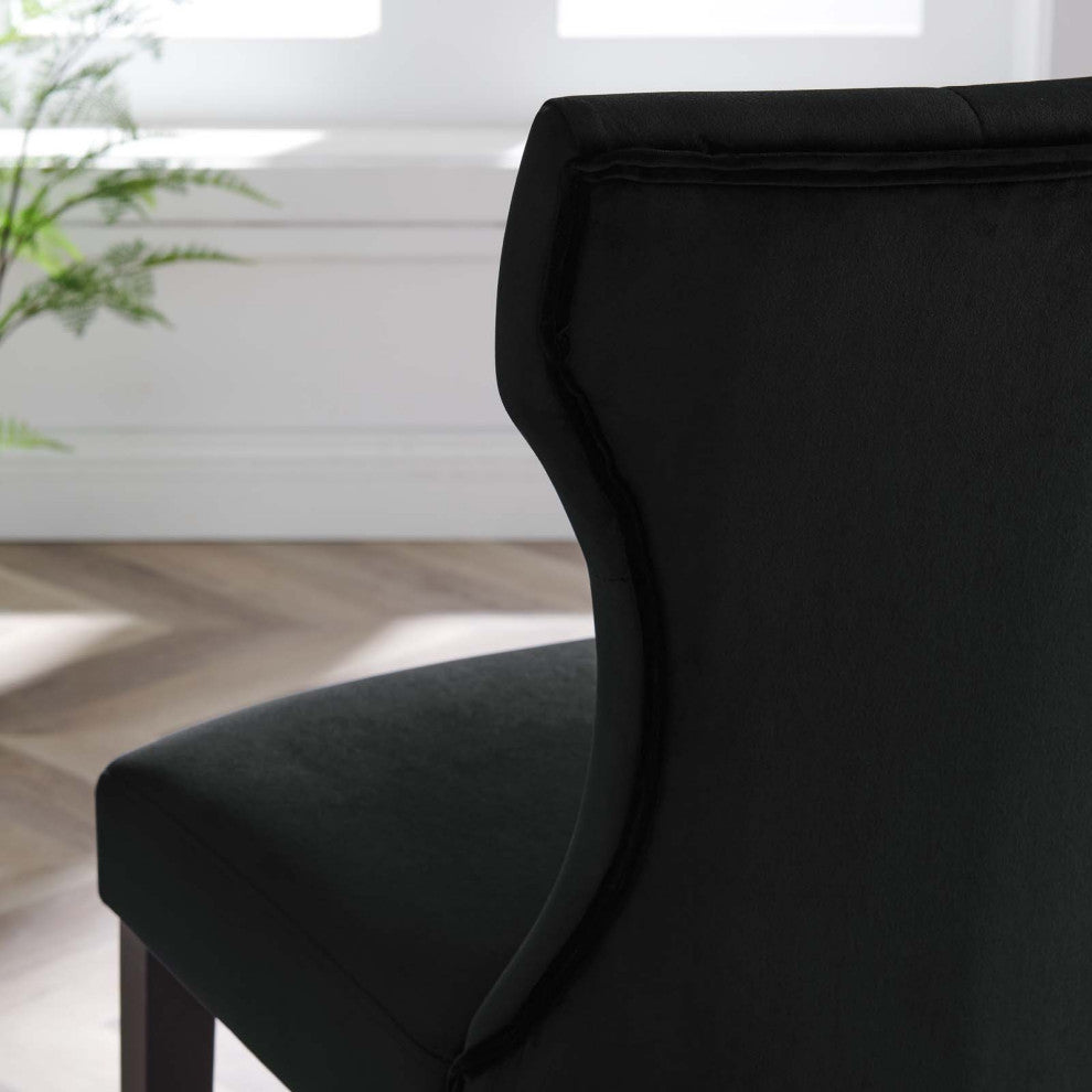 Silhouette Performance Velvet Dining Chairs, Set of 2, Black