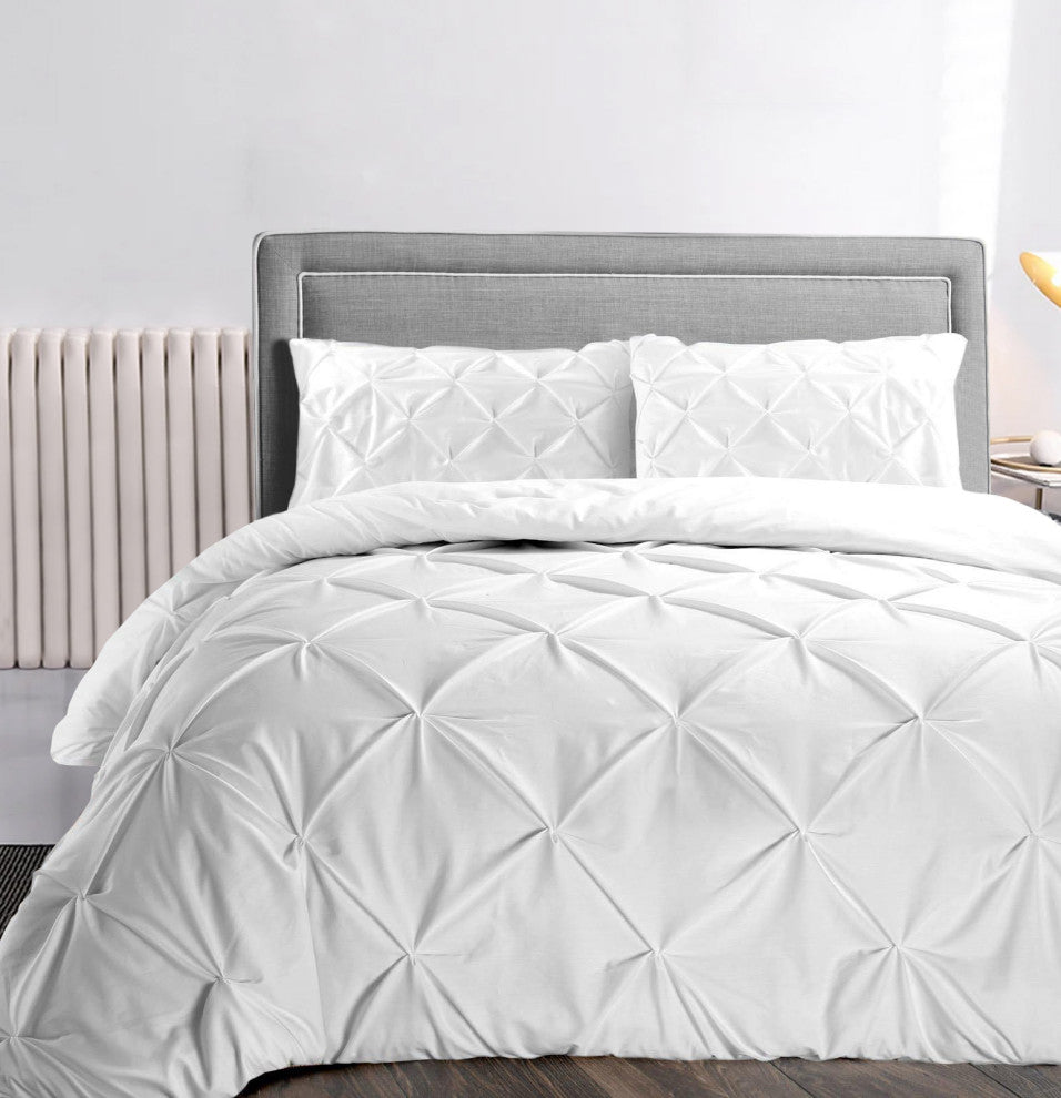 Organic Cotton 300 TC GOTS Certified 8 Internal Ties Fair Trad Pintuck Duvet Set