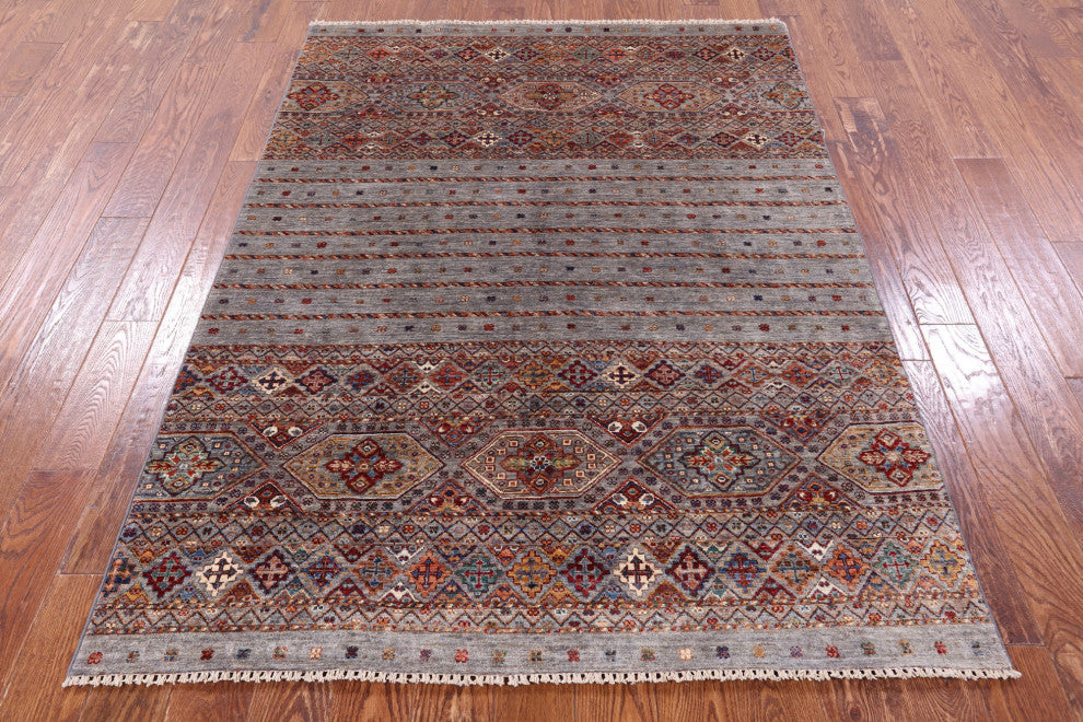 Hand Knotted Super Kazak Khorjin Wool Rug 4' 11" X 6' 9" Q10784