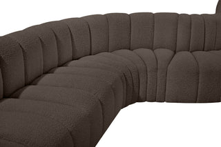 Arc Boucle Fabric Upholstered 8-Pc. Inward Curved Modular Sectional, Brown