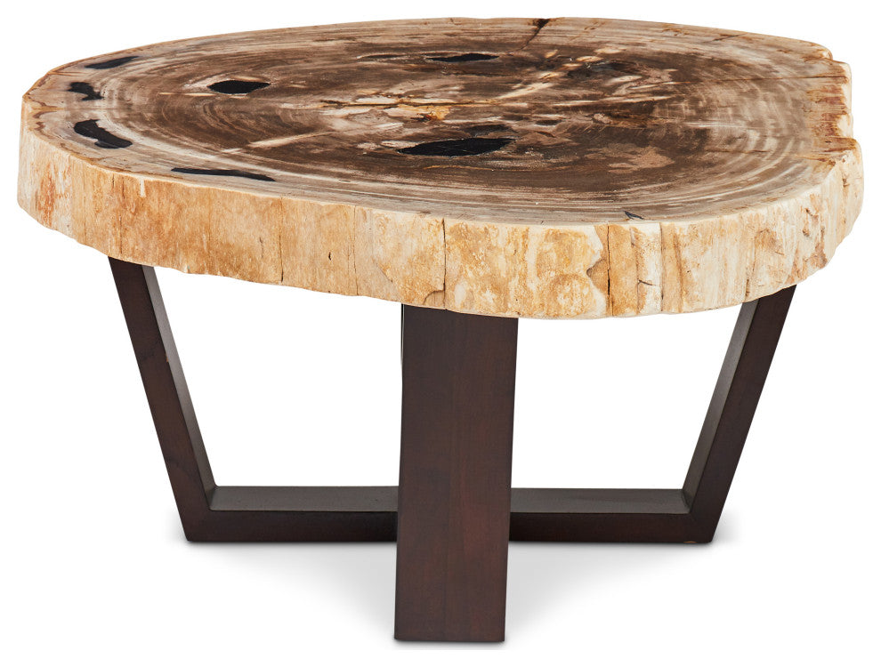 Relique Valerie Coffee Table, Dark Brown Frame, Natural Light Top