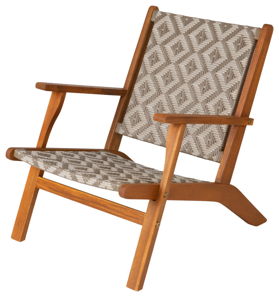 Vega Natural Stain Outdoor Chair in Diamond-Weave Wicker