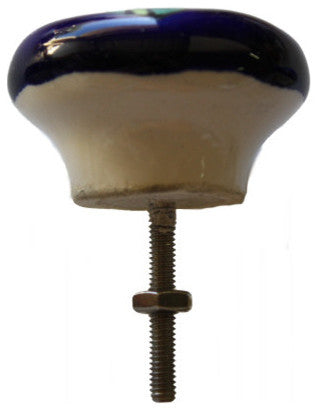 Round Blue Talavera Ceramic Drawer Knob