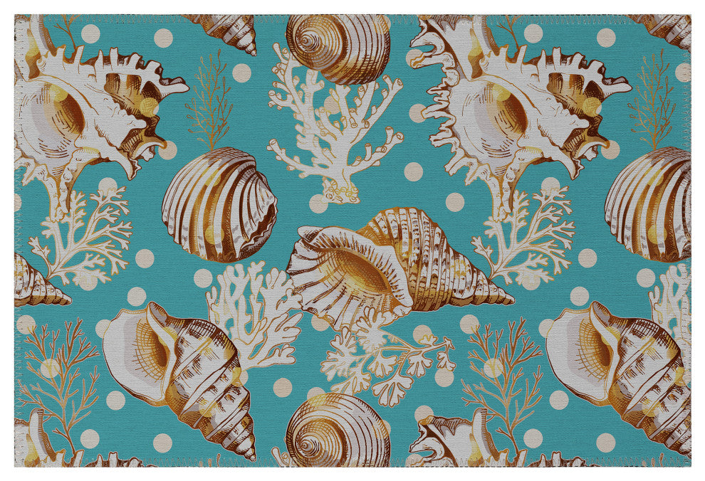 Indoor/Outdoor Seabreeze SZ6 Teal Machine Washable 1'8" x 2'6" Rug
