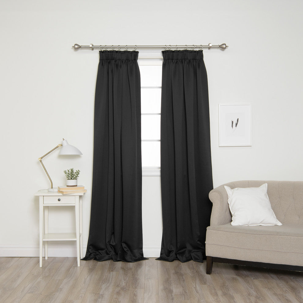 Pencil Pleat Blackout Curtains, Black, 52"x84", Set of 2