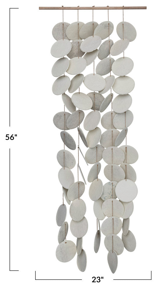 56 Inches Handmade Paper Mache Wall Hanging, Cream