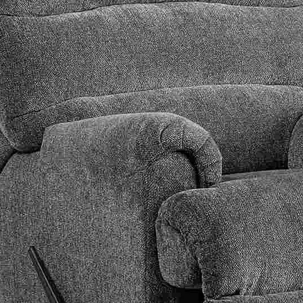 Benzara BM262369 Manual Rocker Recliner With Fabric and Pull Lever, Gray