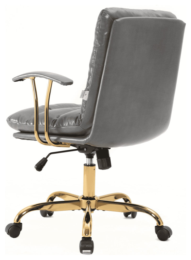 LeisureMod Regina Modern Leather Adjustable Conference Chair, Titanium Gray