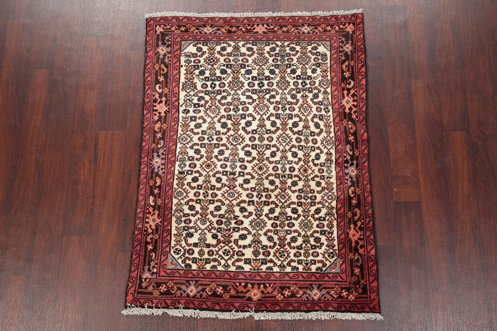 Consigned, Hand-Knotted Persian Oriental Vintage Area Rug, Beige, 4'9"X3'7"