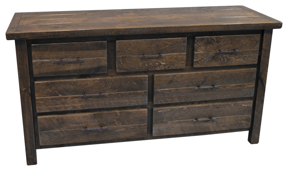 Rustic Barn Wood Style Timber Peg 7-Drawer Dresser, Dusk
