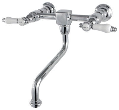 Kingston Brass Wall Mount Bathroom Faucet, Polished Chrome