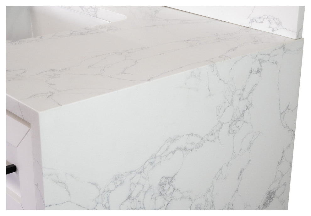 Palisade 60" Bathroom Vanity, White, Engineered Marble, Single