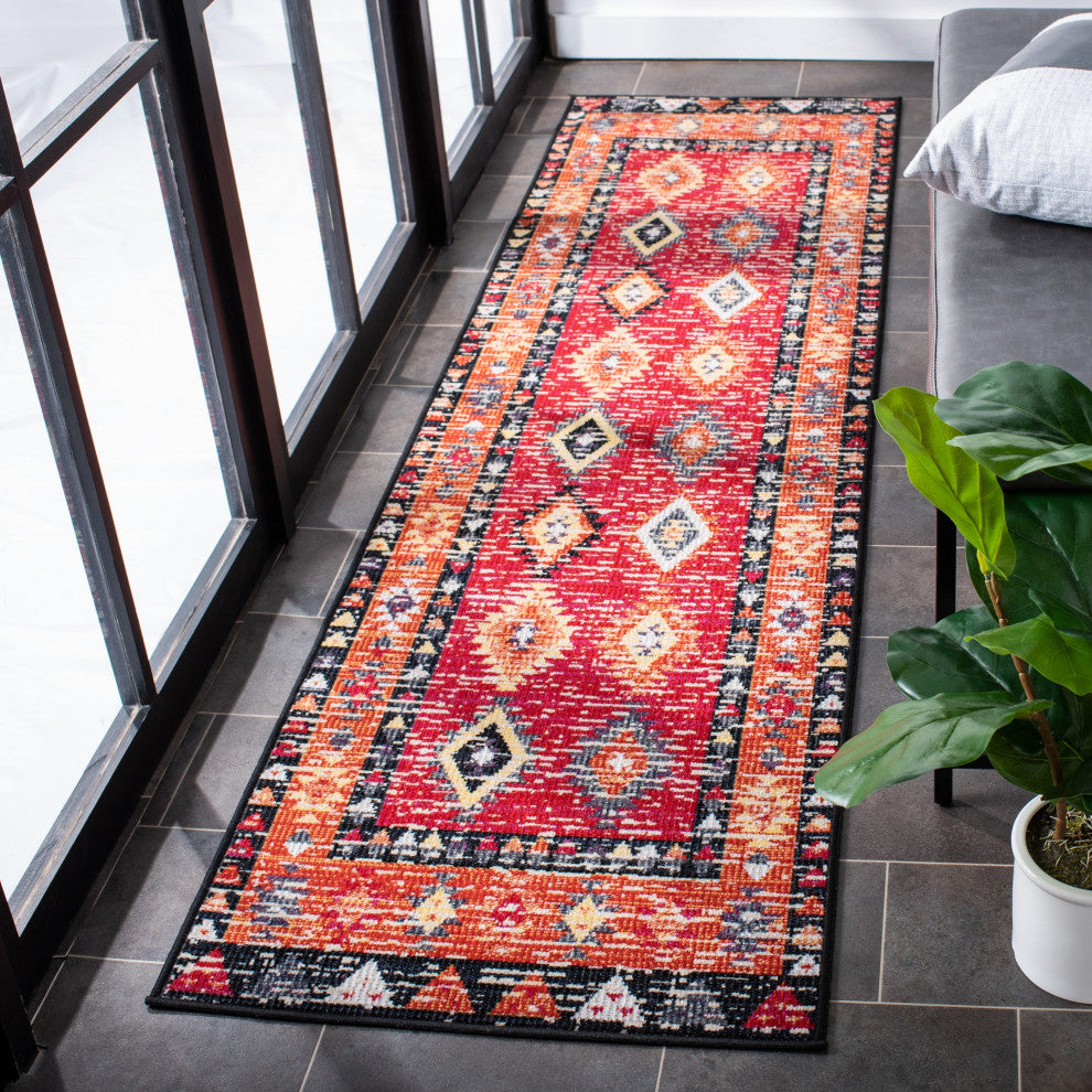 Safavieh Montage Mtg201Q Southwestern Rug, Red and Black, 8'0"x10'0"
