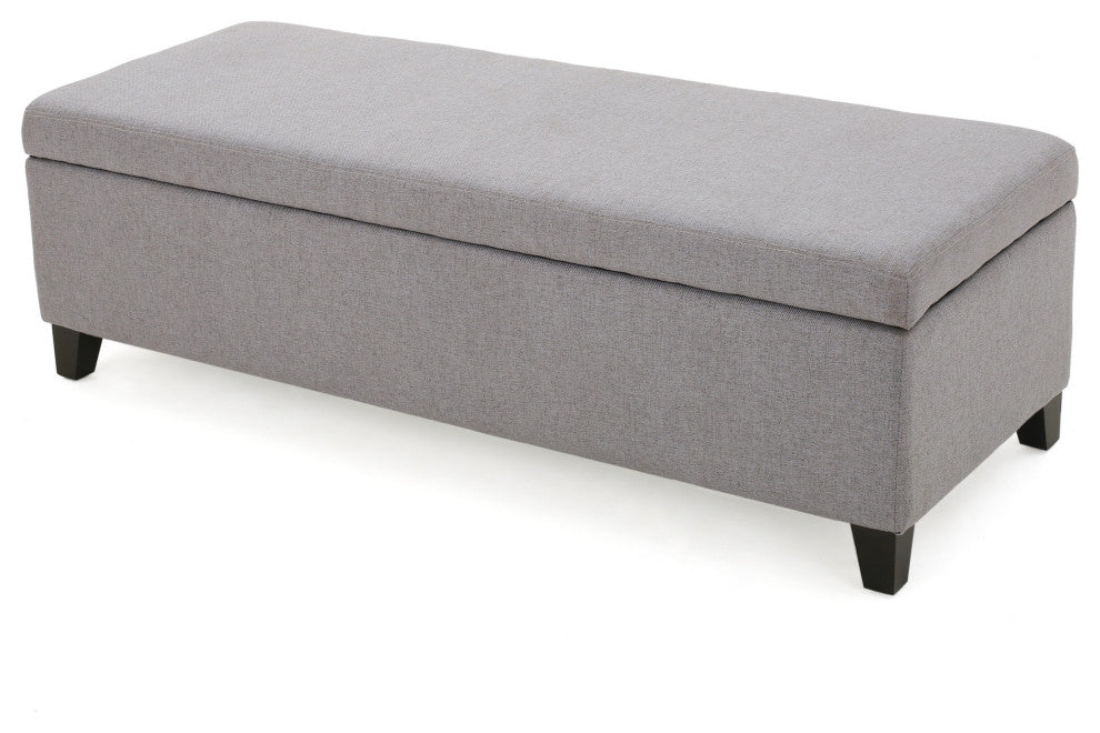 GDF Studio Charlotte Fabric Storage Ottoman, Light Gray