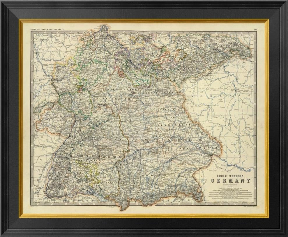 "Southwestern Germany, 1861"  by Alexander Keith Johnston, 26x22"