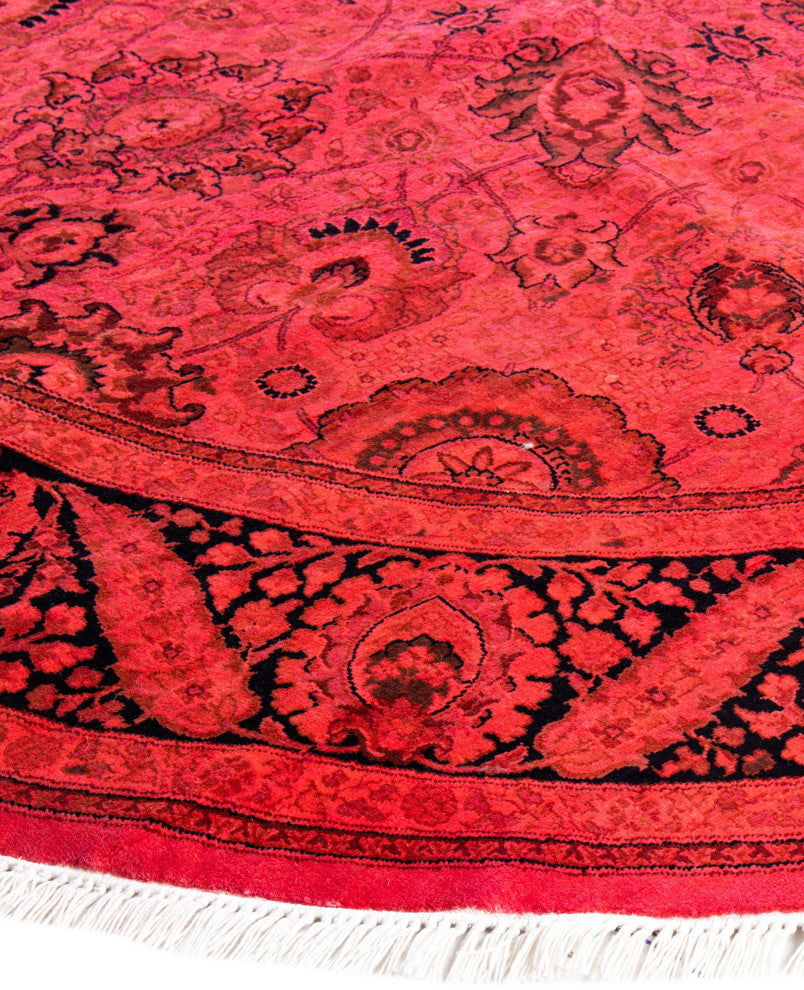 Overdyed One-of-a-Kind Hand-Knotted Area Rug Pink, 6' 1" x 6' 1"