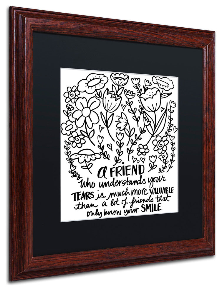 Elizabeth Caldwell 'A Friend' Art, Wood Frame, Black Mat, 16x16