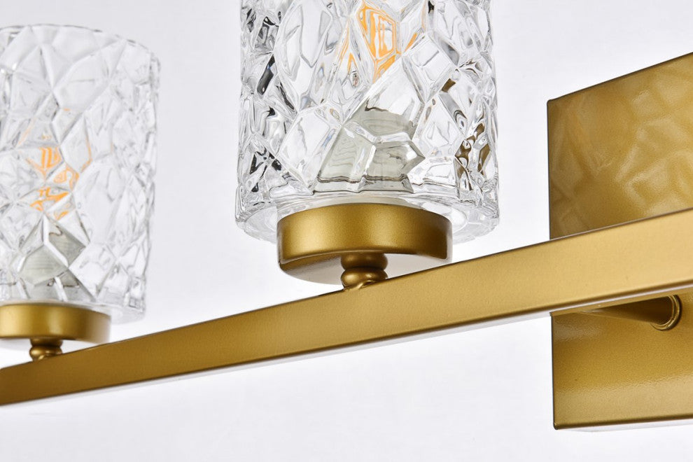 Conor 4-Light Bath Sconce, Brass With Clear Shade