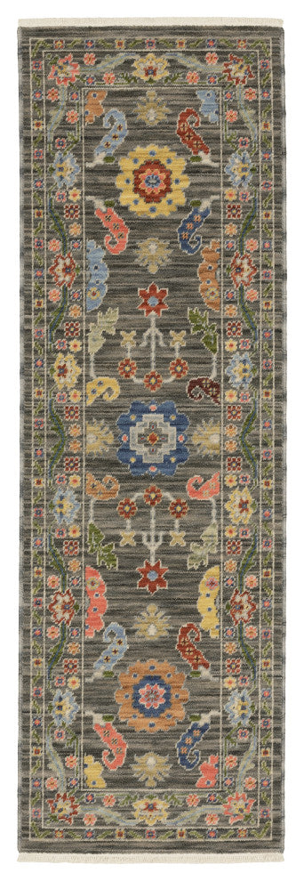 Leoness Persian Floral Indoor Area Rug, Grey, 2' x 6'